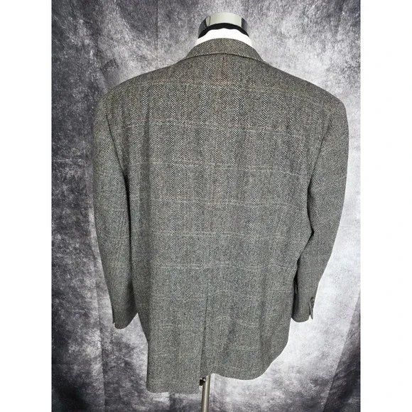 Hart Schaffner Marx Tweed Blazer Mens 48R Gray Wool Sports Coat Jacket 2 Buttons